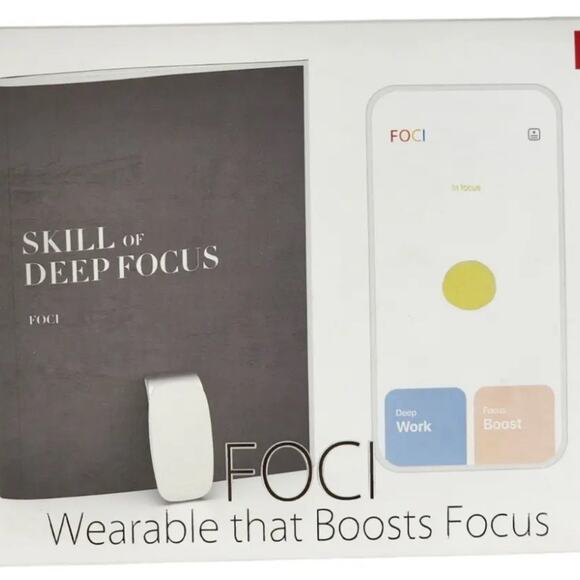 FOCI Smart Wearable Focus Boosting Device Tool Light Small Silver White Gray NEW - Picture 1 of 2